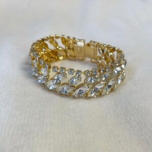 Elegant Gold and Silver Crystal Bracelet